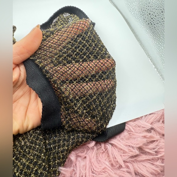 Chic Black and Gold Mesh Tights - Picture 2 of 2